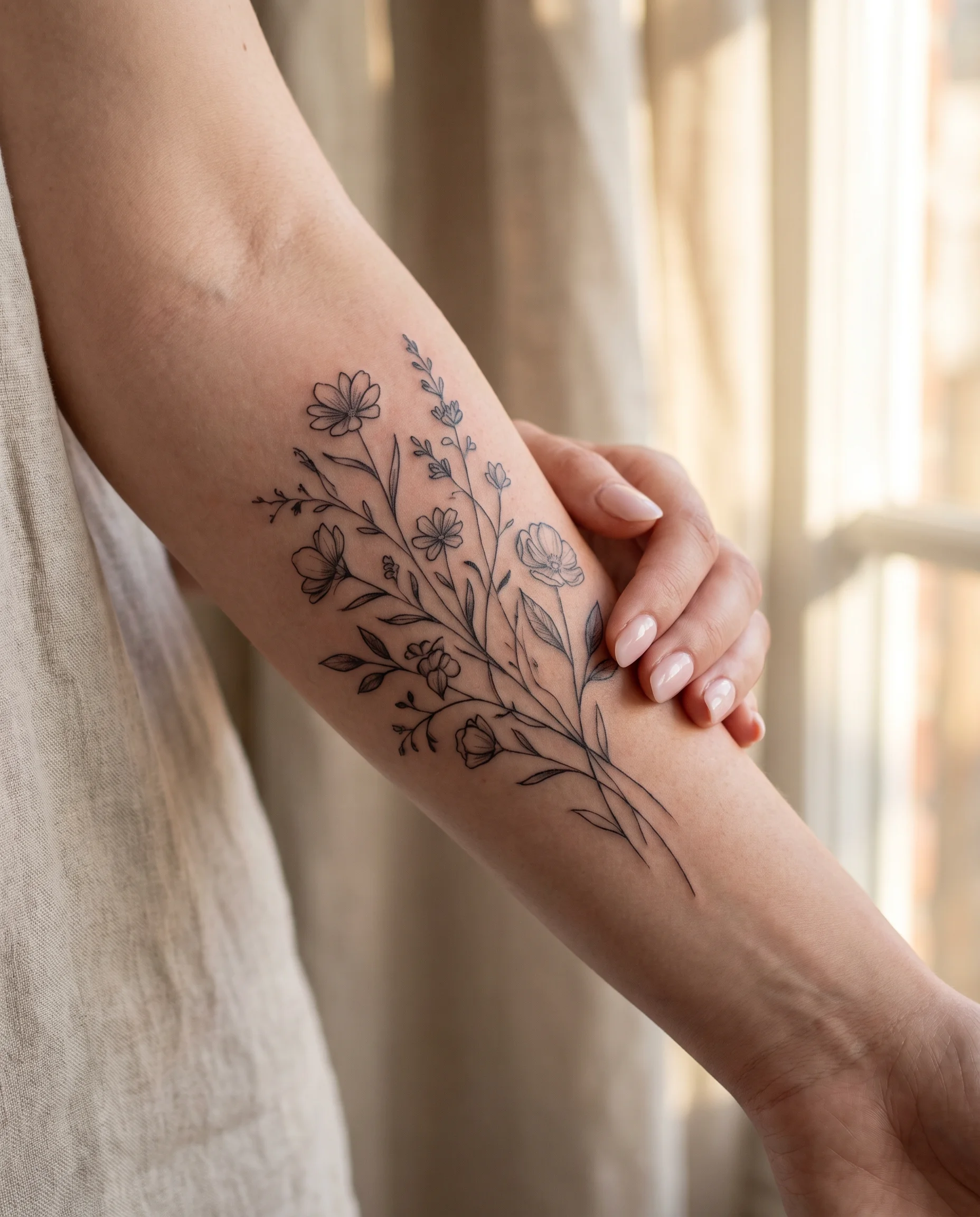 Feminine fine line tattoo